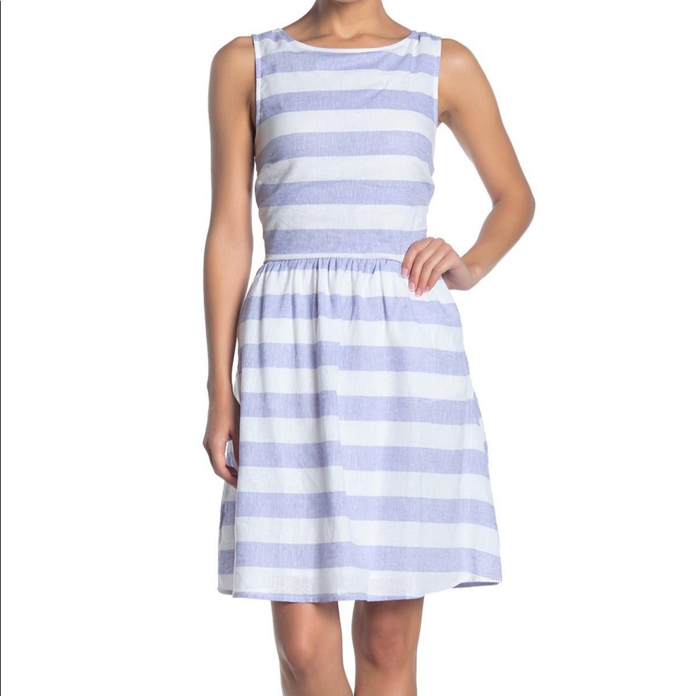 Linen mini dress, lined, like new, has pockets!